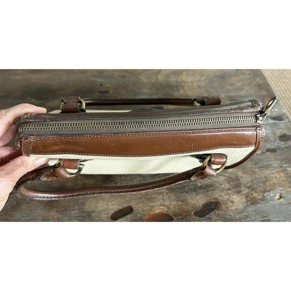 Dooney & Bourke Rare Vintage AWL Satchel Handbag in Bone &‎ Burnt Cedar